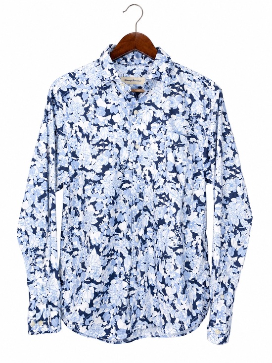 Other - Tommy Bahama Men's Floral Button Down Shirt Medium Navy Blue White Long Sleeve